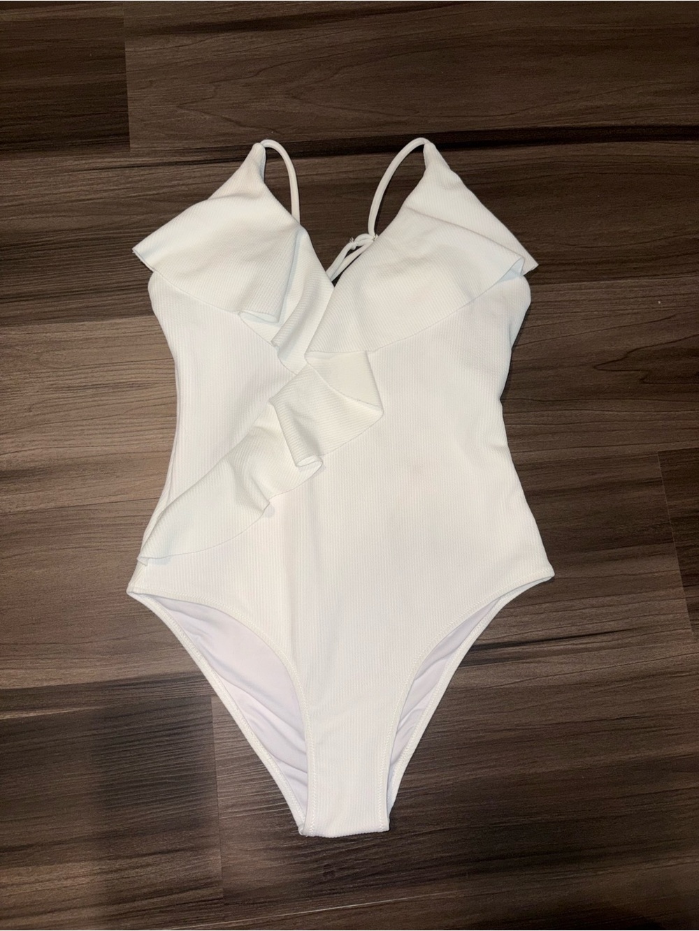 Cupshe Ruffled One-Piece Swimsuit in White